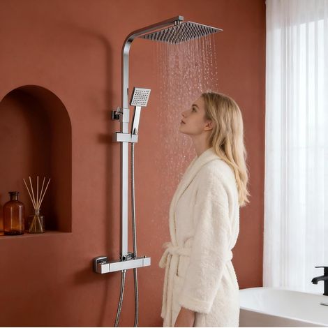 Colonne de Douche Thermostatique, Ensemble de Douche Set, Salle de Bain Colonne de Douche, Thermostat avec Mitigeur Réglable en Hauteur Système de Douche (1/5)
