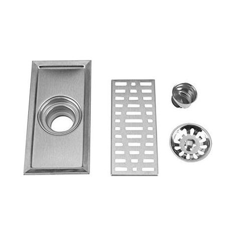 20x10cm Rectangle En Acier Inoxydable Siphon De Sol Salle De Bains Douche Cuisine Déchets Grille (SKU produit : 95465350  SKU Offre : lehuamwj1809) (1/4)