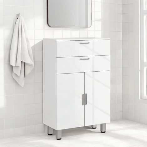 Meuble de salle de bain avec 2 tiroirs et armoire à tablettes alb (1/5)