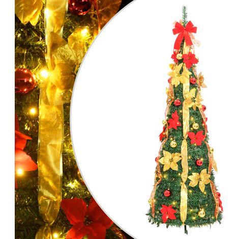 Sapin de Noël artificiel escamotable, Arbre de Noël, Décoration de Noël Jolie150 LED vert 180 cm ASD93876 DESIGN IN (1/5)