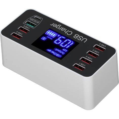 Chargeur de Voyage USB-C 40W 8 Ports Rapide avec QC3.0 - Adaptateur Secteur UE 100-240V