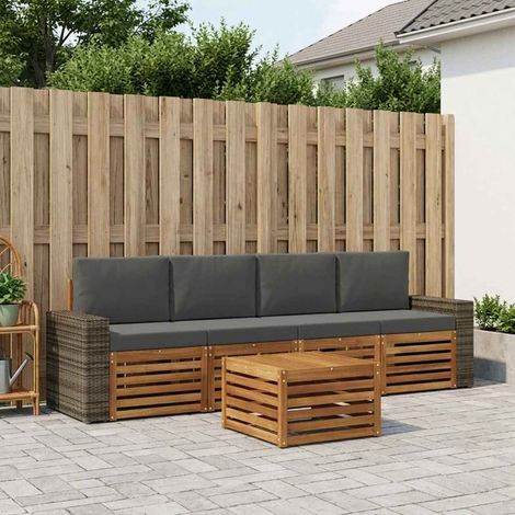 vidaXL Outdoor-Sofagarnitur mit Kissen 5 pcs Natur und Anthrazit (1/5)