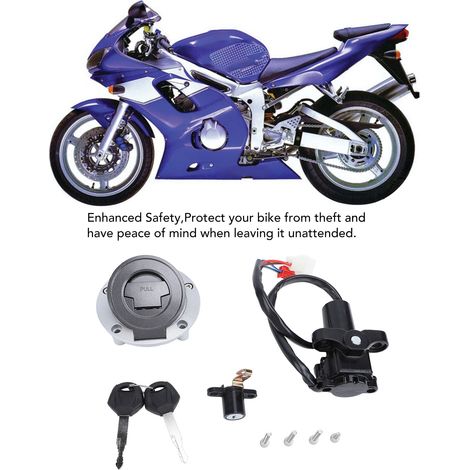 Jeu de Serrures Cylindre Démarreur Réservoir Top Case Antivol Casque pour Yamaha MT03 R6 R1 FZ FJ XJ6 - Compatibilité Directe et Montage Facile (1/5)
