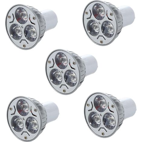 Lot de 5 ampoules GU10 avec 3 LED blanc chaud 3W 5W 12V (1/4)