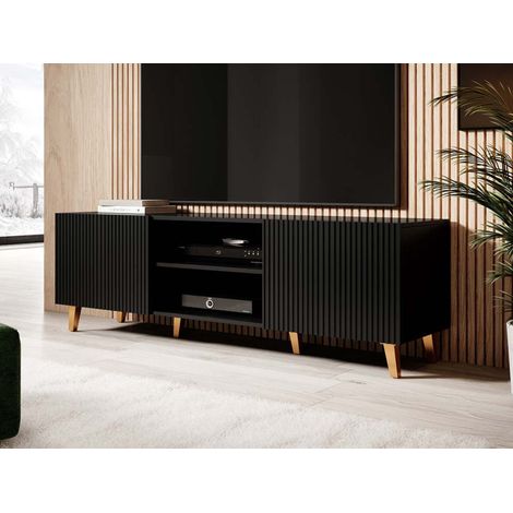 Sanna - meuble tv - 150 cm - style contemporain - noir (1/5)