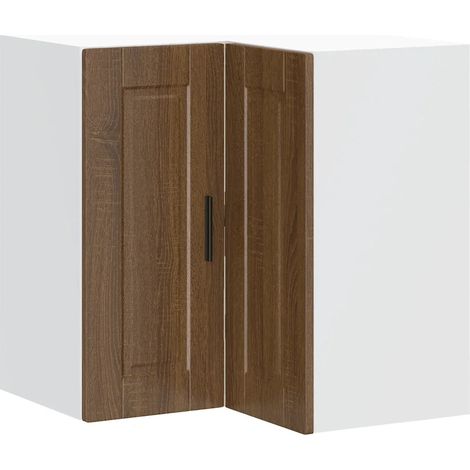 Armoire d'angle murale de cuisine design fonctionnelle rangement 57 x 57 x 60 cm en bois d'ingénierie chêne marron (1/5)