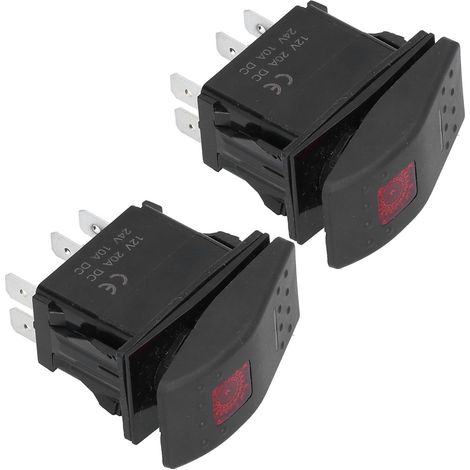 Interrupteur à bascule étanche 2 pièces ON/OFF 5 broches 12V-24V pour voiture camion bateau, rouge lumineux, modèle auto (1/5)