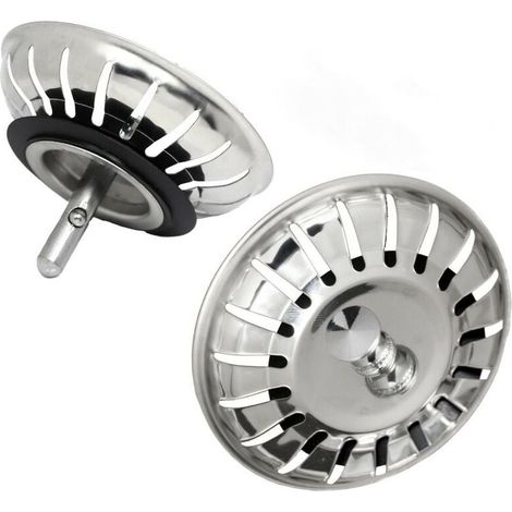 Lot de 2 Bouchons Evier Cuisine - 80mm - Acier Inoxydable 304 SS - Anti-Corrosion - Pour Bonde Evier 80mm - Filtre, Crépine Cuisine Meilleur pour Vidange et Antiblocage (1/5)