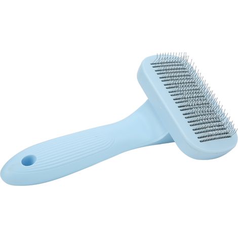 Brosse autonettoyante pour chiens et chats, peigne à aiguilles pour éliminer les poils morts en un clic (bleu).