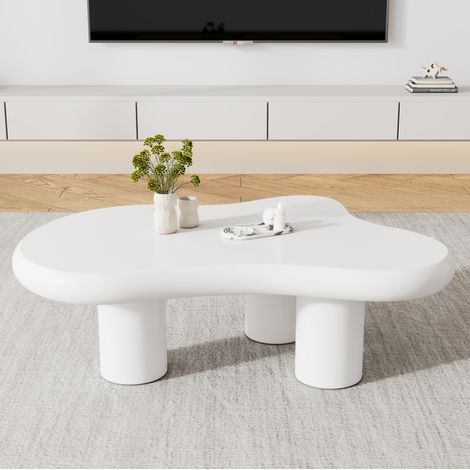 Couchtisch aus MDF Weiß 97 cm, unregelmäßige Wolkenform (1/5)
