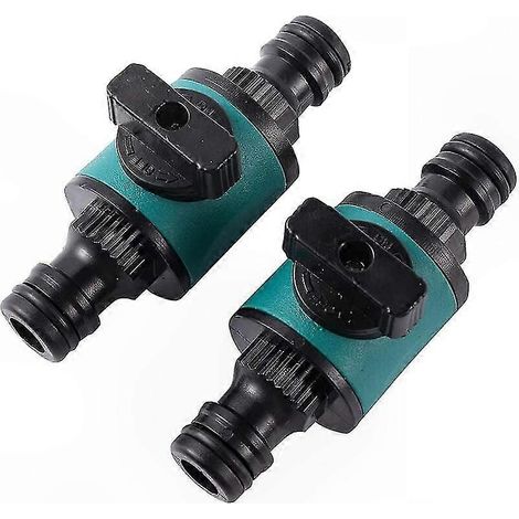 Lot de 2 raccords de tuyau d'arrosage 16mm avec double vanne d'arrêt (1/5)