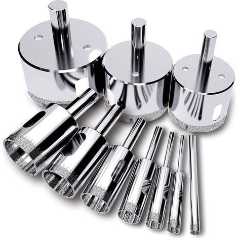450mm Foret de Diamant, (10 Pcs ensemble de sciecloche), coupeur de trou de tuile, Scie diamantée (Outils de solvant pour le verre, la porcelaine, la céramique, la pierre de granit) (1/5)