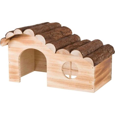 41×21×23cm: Natural living casetta Hanna in legno fiammato/naturale