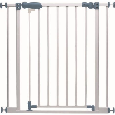 Portillon Sécurité Bébé Enzo - Système Pression avec Extensions Ajustables et Barre de Seuil Plate - Métal Blanc, Conforme NF EN 1930 02/2012 - Facile à Installer et Sécurisé pour Enfants (1/5)