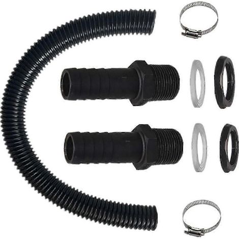 Kit de raccordement pour récupérateur d'eau de pluie comprenant un tuyau de raccordement, une bague de raccordement et un récupérateur d'eau de pluie. (1/5)