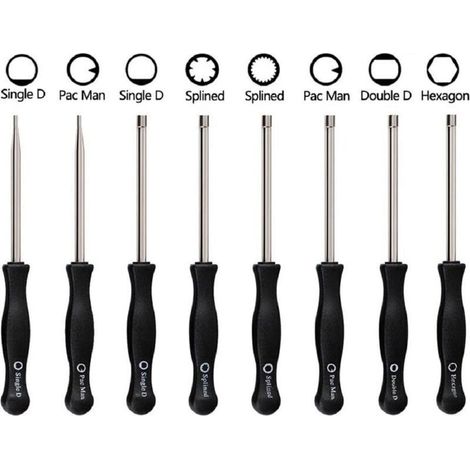 Clé de réglage carburateur 2 temps – Lot de 8 embouts Pac Man, D simple/double, hexagonal, 21 dents, cannelé 7 dents pour moteurs petits