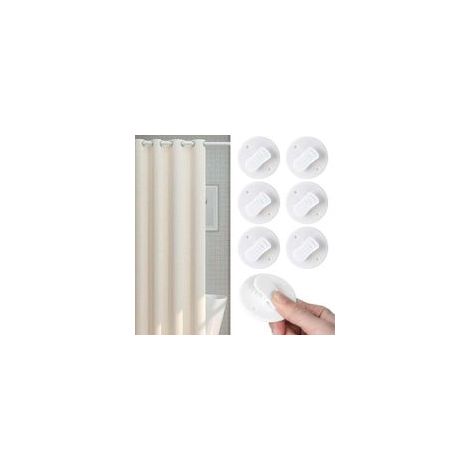 6 pièces Protection Antiéclaboussures Clips, XU,Clips de Rideaux Autoagrippants,Clips Autocollants pour Douche,Clips Rouche sans Trépanagepour Douche à Suspendre Campe