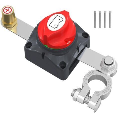 FENOPLASTICAInterrupteur de déconnexion de batterie supérieur - 12 V-48 V, étanche 12 V - convient aux véhicules marins et aux camping-cars - 1 pièce, rouge