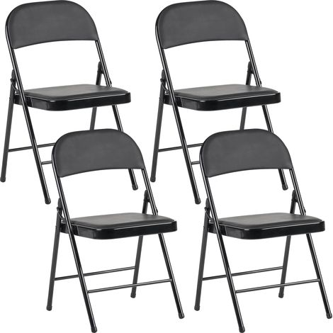 Conjunto de 4 sillas plegables estructura de metal asiento y respaldo acolchados negro Shasta (1/5)