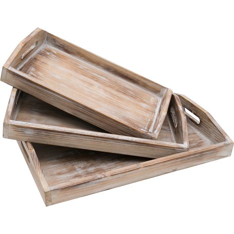 HMF VTA101 Deko Tablett aus Holz im Vintage-Design, verschiedene Größen (1/5)