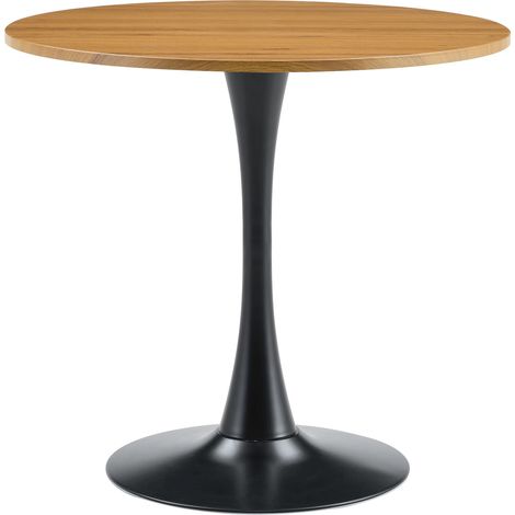 Tavolo da pranzo rotondo in MDF e metallo, design tulipano, Ø 80 x 76 cm, HOMVRA (1/5)