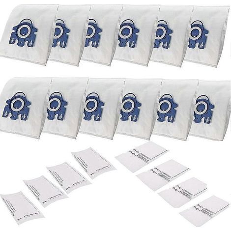 12 sacs et 8 filtres pour aspirateur compatibles avec HyClean Miele GN 3D 10408410, Classic C1 Efficiency