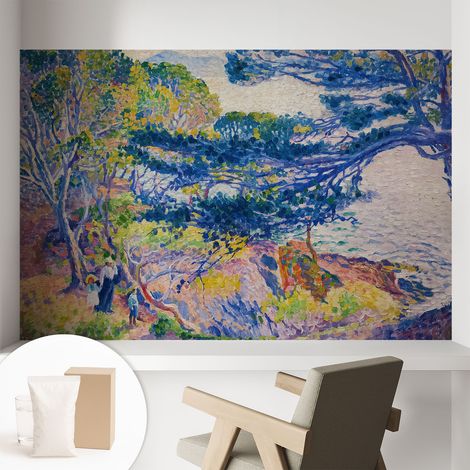 Papier peint intissé décoratif pour salon chambre et cuisine Facile à poser avec colle Paysage impressionniste 104x70 cm (1/5)