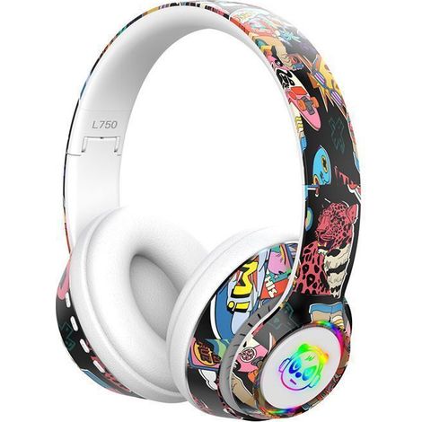 Casque Audio Bluetooth Graffiti L750 Sans Fil, Pliable - Lumières LED RGB - Ecouteurs & Micro, Hi-Fi, Carte Mémoire, Jeu Gaming (1/5)