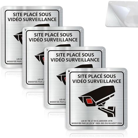Aluminium Video Surveillance Signs 15 x 15 cm Adhesive Site Sign Drilled Holes (1/5)