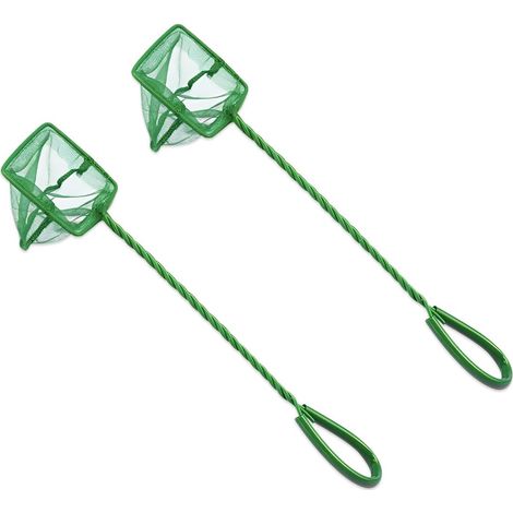 2 Pièces Filet aquarium, Mailles fines nylon, Poignée métal 24cm, Pour poissons crevettes (1/5)
