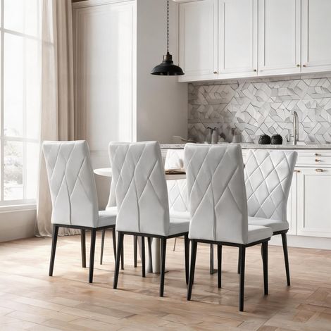 4 chaises élégantes en simili cuir et métal dossier haut (1/5)