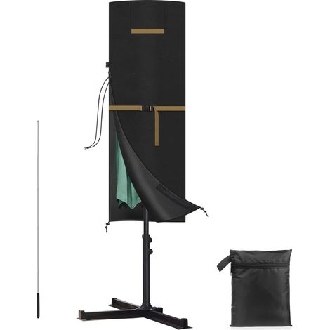 Housse de protection parasol jardin, fermeture éclair, tige télescopique, imperméable, 160 x 62/62 cm (1/5)