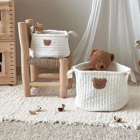 Bardusch-Panier organisateur pliable en tissu, motif ours, pour rangement bébé, décoration chambre fille ou garçon (1/4)