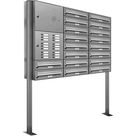 18er Edelstahl Briefkasten Standanlage Freistehend mit Klingel (1/5)