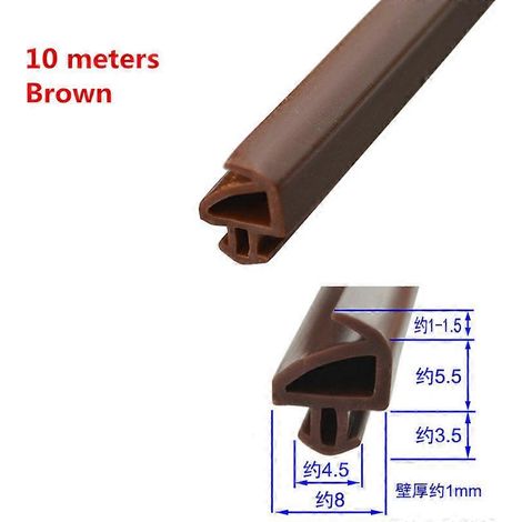 Bandes d'étanchéité EPDM 10M pour portes/fenêtres en aluminium, isolation acoustique (MK004-Brun) (1/5)