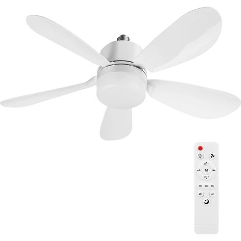 Ventilateur de Plafond avec Lumière LED et Télécommande, 5 Pales Silencieux, 3 Vitesses, Dimmable, Minuterie, E27, Blanc 52cm – Idéal Salon, Bureau, Chambre (1/5)