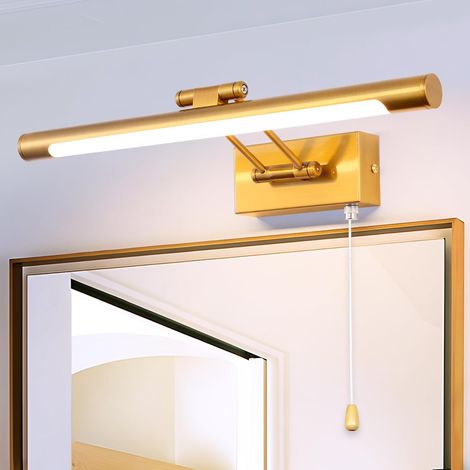 Applique Murale 8W Applique Liseuse 40CM Interieur Laiton Salle de Bains Miroir Lampe 3000K Murale LED avec Tête de Lamp Pivotante Lampe de Lecture 900LM pour Tableaux et Vitrines Luminaires