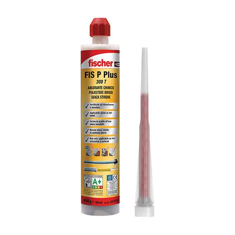 ANCORANTE CHIMICO FIS P PLUS 300 T FISCHER - POLIESTERE IBRIDO ML 300- 12 pezzi