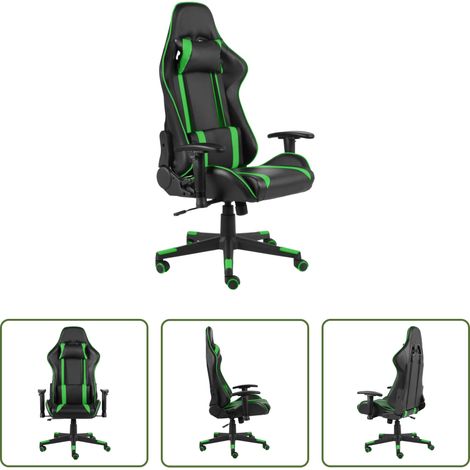 vidaXL Gamingstuhl mit Rückenlehne -  Gaming-Stuhl Drehbar Grün PVC (1/5)