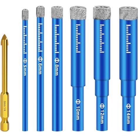 Jeu de forets diamantés pour carrelage – Diamètres 5-14 mm – Foret en carbure 6 mm – Perçage précis sans refroidissement (1/5)