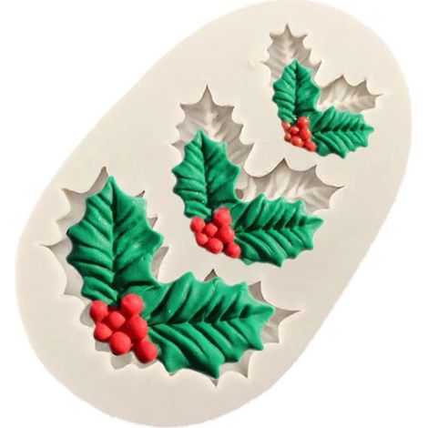 Weihnachtliche Stechpalmenblatt-Dekoration, Fondant-Kuchen-Silikonform, Schokoladen- und Bonbonformen, Keks- und Gebäckform, DIY-Backwerkzeuge (1/5)
