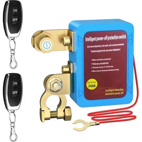 Coupe-batterie télécommandé 12V 240A, interrupteur de coupure batterie voiture, déconnecteur batterie sans fil avec arrêt automatique basse tension (1/5)