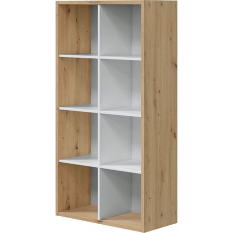 Libreria 71,5x33x136 cm rovere nordico e bianco opaco - Gratteri