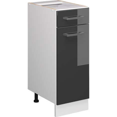Unterschrank R-Line, Anthrazit Hochglanz, 30 cm mit Schublade, ohne Arbeitsplatte, Vicco