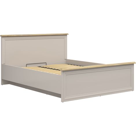 Lit coffre 160x200cm avec sommier lit double coloris Cachemire / Chêne Mauvella - Longueur 207,5 x Profondeur 169 x Hauteur 100,5/53,5 cm (1/5)