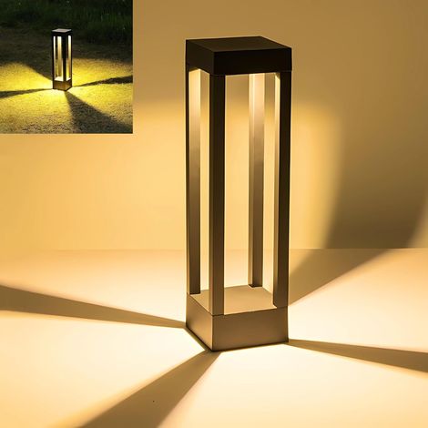 LED Borne Lampe de Jardin Exterieur, Lumiere Exterieure Étanche IP54, Noir Lumineuse Chemins Aluminium 10W, Lampe de Patio pour Pelouse Allée Cour Étanche Yard Paysage 40CM