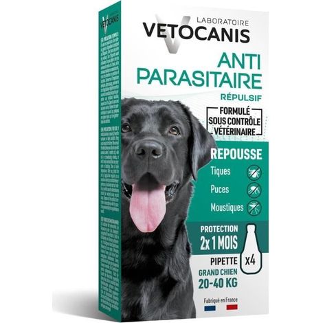 Pipette anti-puces, tiques et moustiques - VETOCANIS - Répulsif pour grands chiens (1/5)