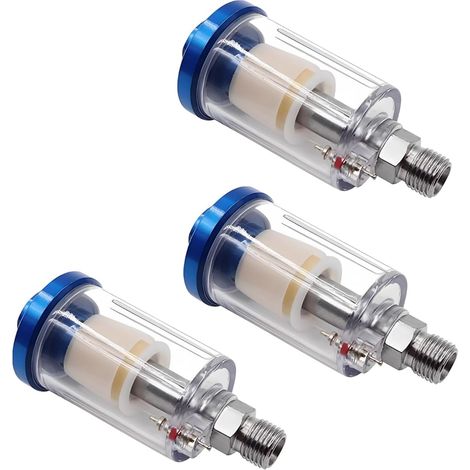 3 Pieces Water Oil Separator for Air Compressor G1/4 Filter Water Separator Filters Water Trap Paint Gun Airbrush Sprayer Pneumatic Compressors (1/5)