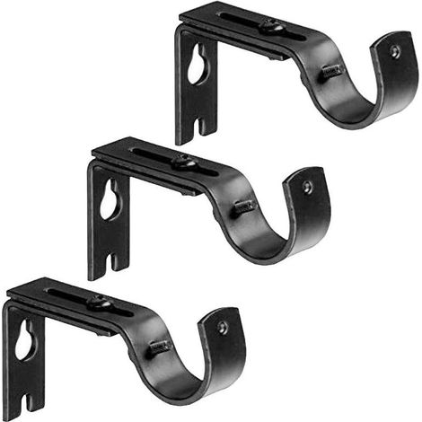 [NEVER USED] Adjustable Curtain Rod Bracket, Satin Nickel, 3-Pack. (Black)