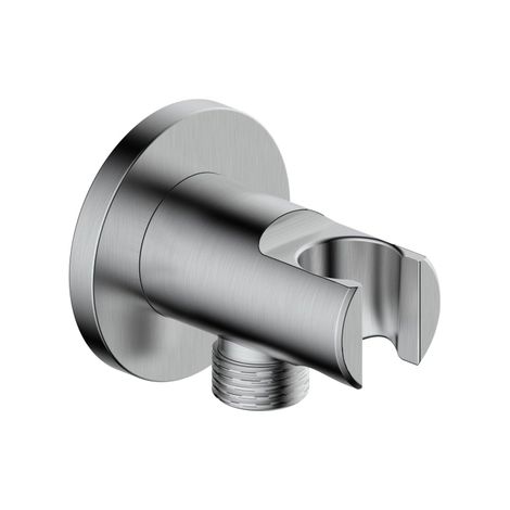 FugaFlow Eccelente Sobrado Coude pour flexible de douche avec rosace ronde Inox brossé (1/4)